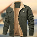 Aaron | Men's Sherpa Collar Button-Down Jacket, Relaxed Fit Autumn Jacket | My Sweet Wardrobe | Army Green