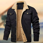 Aaron | Men's Sherpa Collar Button-Down Jacket, Relaxed Fit Autumn Jacket | My Sweet Wardrobe | Black