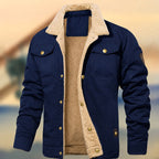 Aaron | Men's Sherpa Collar Button-Down Jacket, Relaxed Fit Autumn Jacket | My Sweet Wardrobe | Navy