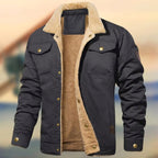 Aaron | Men's Sherpa Collar Button-Down Jacket, Relaxed Fit Autumn Jacket | My Sweet Wardrobe | Gray