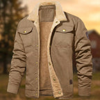 Aaron | Men's Sherpa Collar Button-Down Jacket, Relaxed Fit Autumn Jacket | My Sweet Wardrobe | Beige