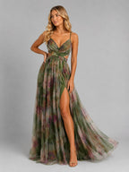 Ada | Women's Floral V-Neck Maxi Dress, Flowing Silhouette Evening Dress | My Sweet Wardrobe | Purple