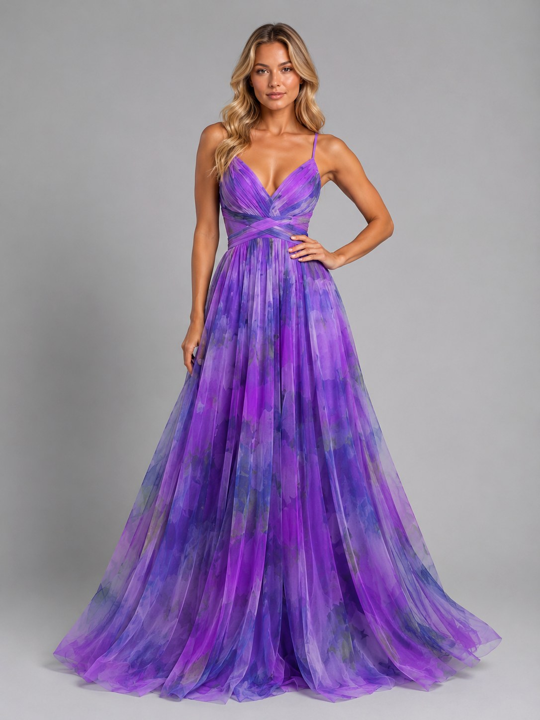 Ada | Women's Floral V-Neck Maxi Dress, Flowing Silhouette Evening Dress | My Sweet Wardrobe