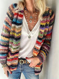 Adele | Women's Open Front Striped Knit Cardigan, Long Sleeve Layering Cardigan | My Sweet Wardrobe | Multi