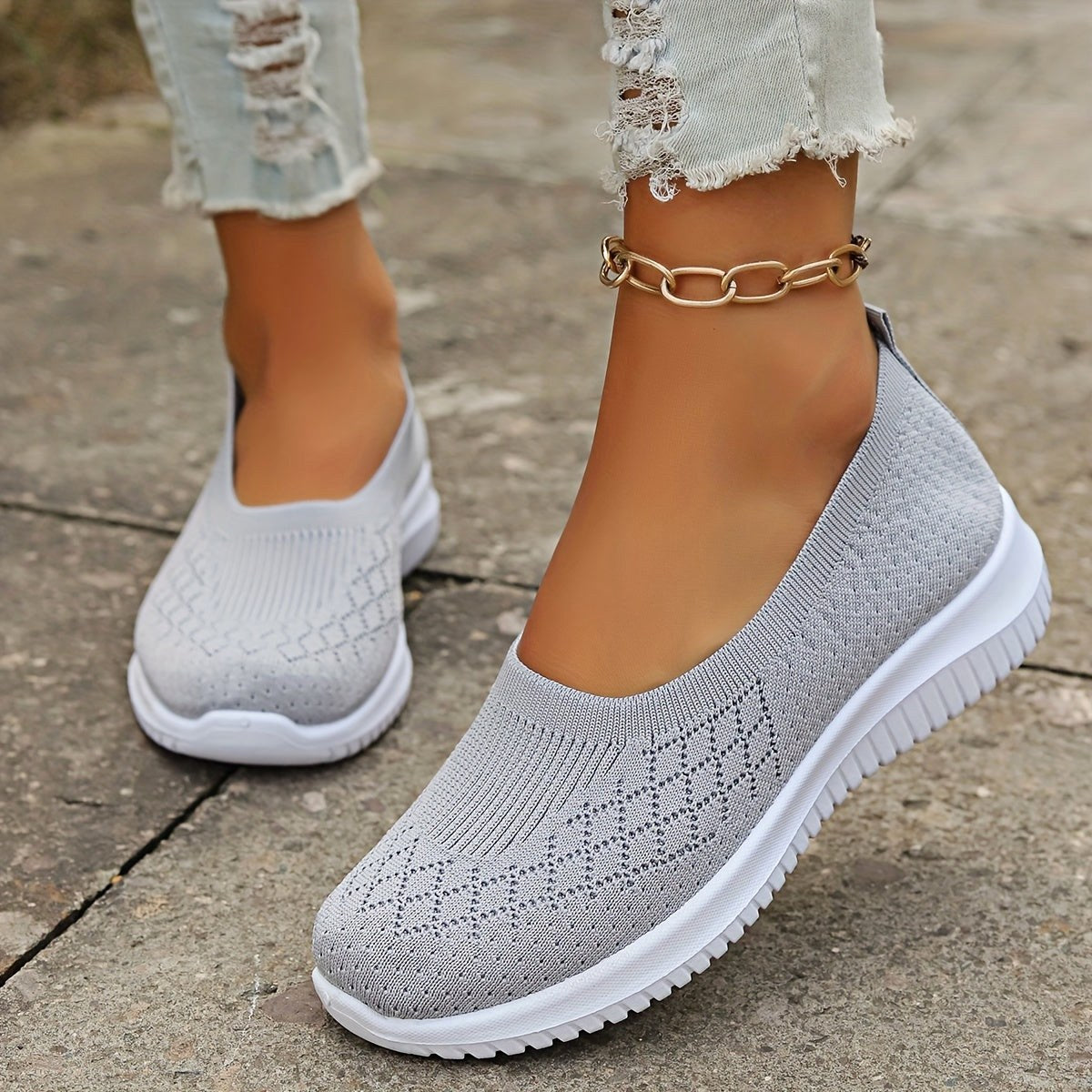 Adeline | Women's Orthopaedic Slip-On Trainers, Lightweight Comfort Shoes | My Sweet Wardrobe | Gray