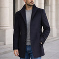 Aiden | Men's Long Winter Coat with Classic Tailoring, Refined Autumn Coat | My Sweet Wardrobe | Navy Blue