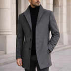Aiden | Men's Long Winter Coat with Classic Tailoring, Refined Autumn Coat | My Sweet Wardrobe | Grey