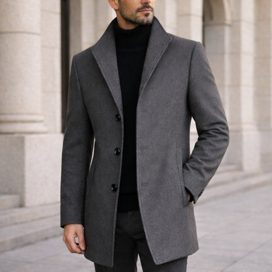 Aiden | Men's Long Winter Coat with Classic Tailoring, Refined Autumn Coat | My Sweet Wardrobe | Grey
