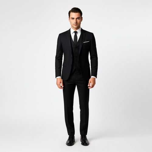 Alexander | Men's Three-Piece Suit with Waistcoat Formal, Elegant Suit Set | My Sweet Wardrobe | Black