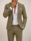 Alfie | Men's Tailored Two-Piece Suit, Jacket and Trousers | My Sweet Wardrobe | Khaki Green