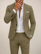 Alfie | Men's Tailored Two-Piece Suit, Jacket and Trousers | My Sweet Wardrobe | Khaki Green
