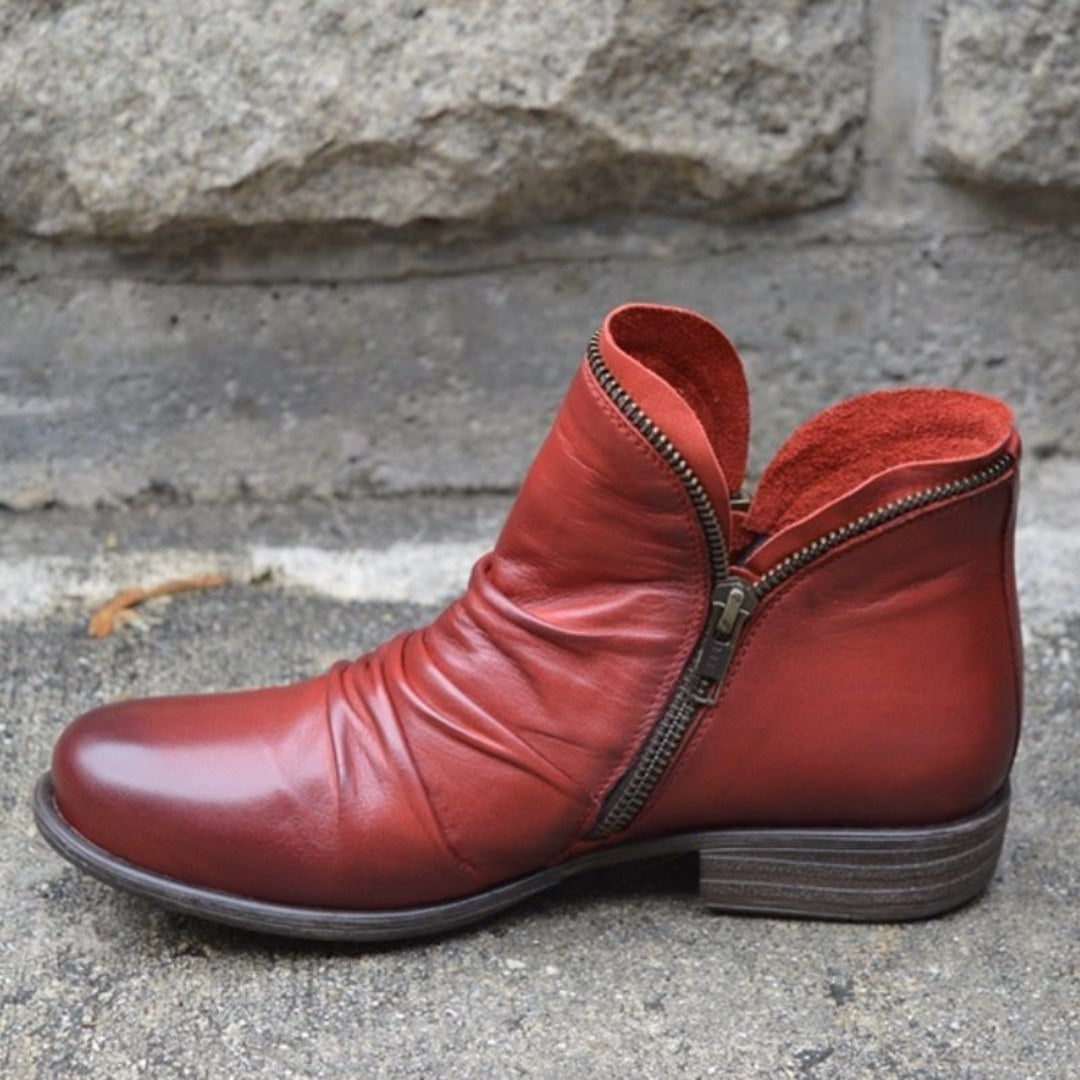 Amelia | Women's Orthopedic Ankle Boots, Gel-Sole Supportive Boots | My Sweet Wardrobe | Red