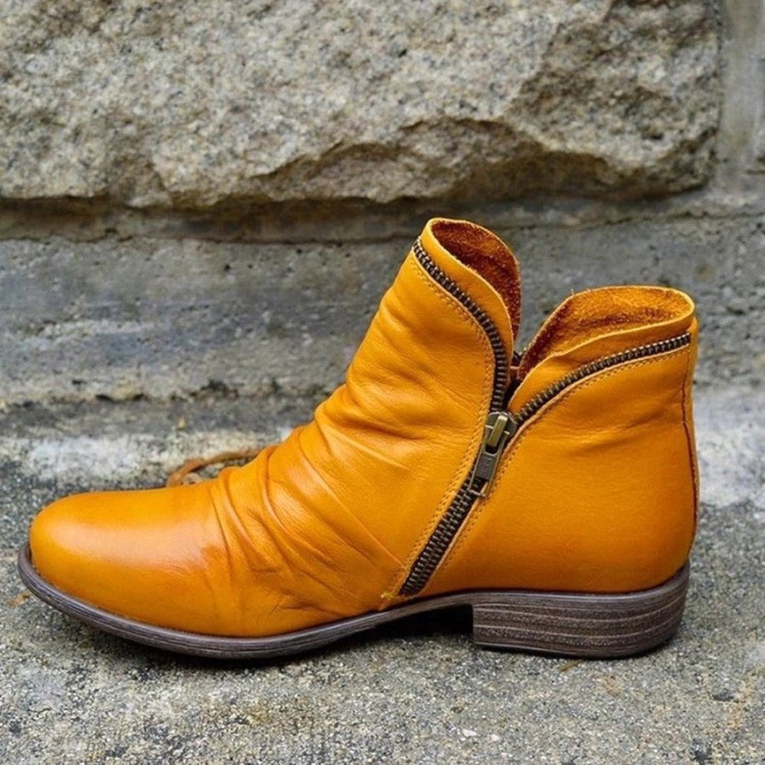 Amelia | Women's Orthopedic Ankle Boots, Gel-Sole Supportive Boots | My Sweet Wardrobe | Yellow