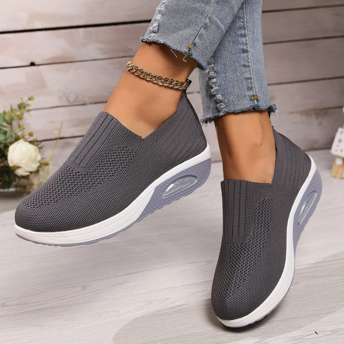 Amelie | Women's Cushioned Slip-On Shoes, Orthopaedic Comfort Shoes | My Sweet Wardrobe | Black