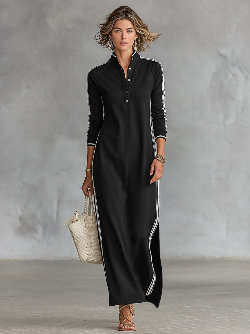 Amelie | Women's Collar Sweatshirt Maxi Dress, Button-Down Midi Dress | My Sweet Wardrobe