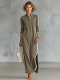 Amelie | Women's Collar Sweatshirt Maxi Dress, Button-Down Midi Dress | My Sweet Wardrobe