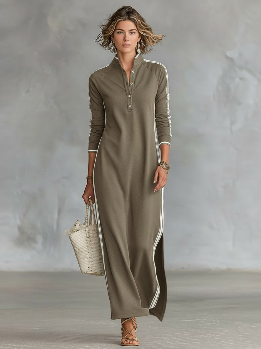 Amelie | Women's Collar Sweatshirt Maxi Dress, Button-Down Midi Dress | My Sweet Wardrobe