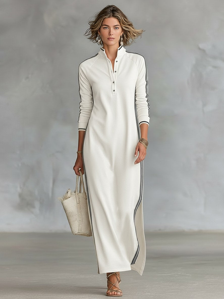 Amelie | Women's Collar Sweatshirt Maxi Dress, Button-Down Midi Dress | My Sweet Wardrobe