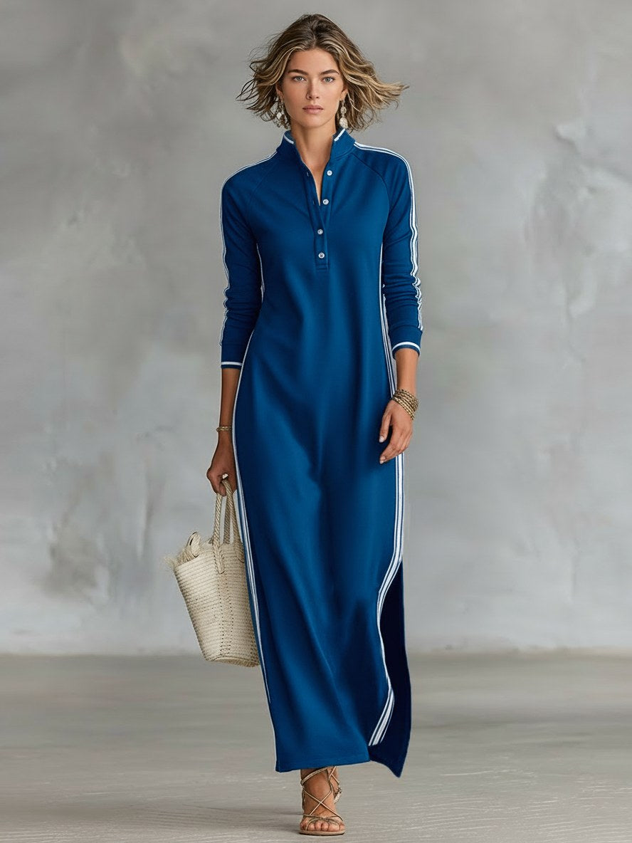 Amelie | Women's Collar Sweatshirt Maxi Dress, Button-Down Midi Dress | My Sweet Wardrobe