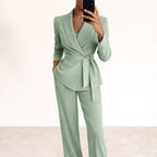 Amelie | Women's Tailored Tie-Waist Blazer Suit Set, Structured Two-Piece Trousers | My Sweet Wardrobe