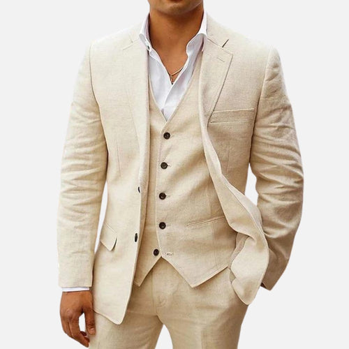 Andreas | Men's Three-Piece Suit with Classic Blazer, Waistcoat and Trousers, Elegant Suit | My Sweet Wardrobe | Beige