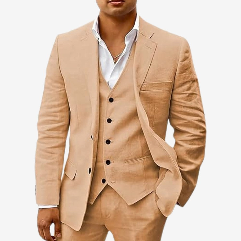 Andreas | Men's Three-Piece Suit with Classic Blazer, Waistcoat and Trousers, Elegant Suit | My Sweet Wardrobe | Beige