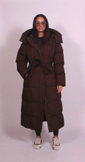 Vivienne | Women's Long Quilted Winter Coat, Tailored Fitted Jacket | My Sweet Wardrobe | Brown
