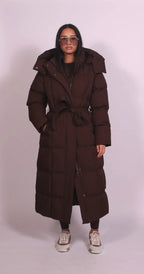 Vivienne | Women's Long Quilted Winter Coat, Tailored Fitted Jacket | My Sweet Wardrobe | Brown