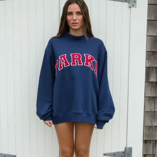 Annabelle | Women's Oversized Varsity Sweatshirt, Chenille Lettering Crewneck Jumper | My Sweet Wardrobe