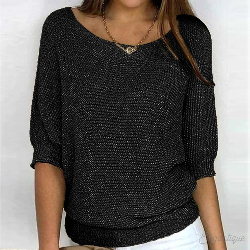 Annelie | Women's V-Neck Half-Sleeve Jumper, Lightweight Knit Jumper | My Sweet Wardrobe | Beige