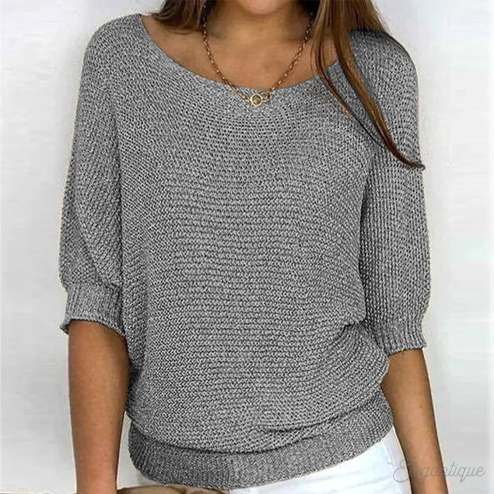 Annelie | Women's V-Neck Half-Sleeve Jumper, Lightweight Knit Jumper | My Sweet Wardrobe | Beige