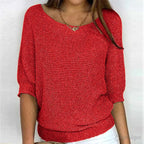 Annelie | Women's V-Neck Half-Sleeve Jumper, Lightweight Knit Jumper | My Sweet Wardrobe | Red