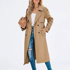 Anouk | Women's Long Trench Coat, Classic Double-Breasted Coat | My Sweet Wardrobe