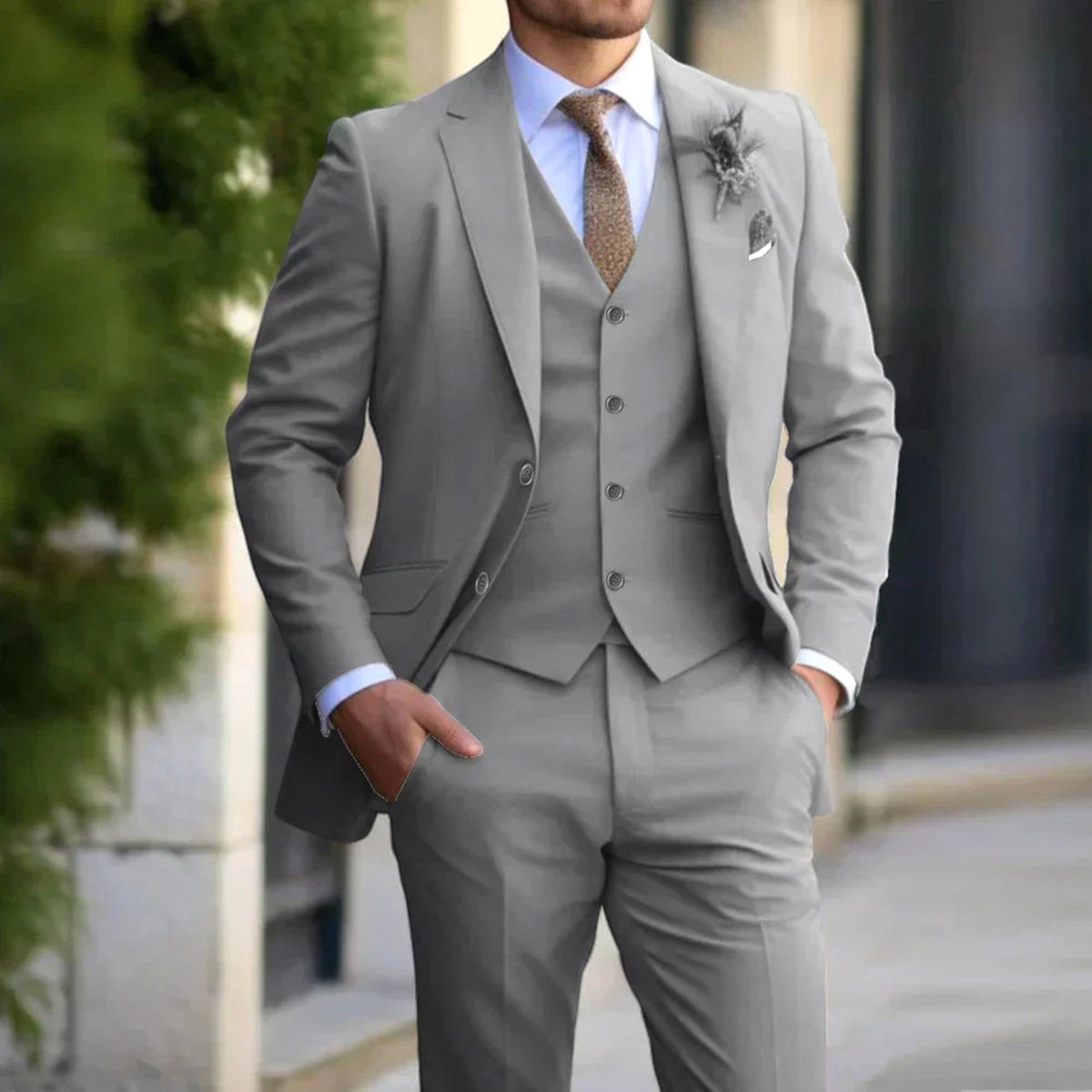 Anton | Men's Slim Fit Suit with Waistcoat, Three-Piece Suit | My Sweet Wardrobe | Beige