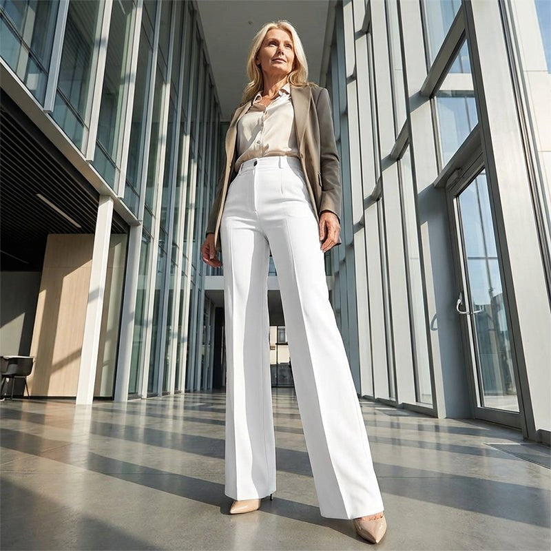 Antonina | Women's High-Waisted Wide-Leg Trousers, Smart Tailored Trousers | My Sweet Wardrobe