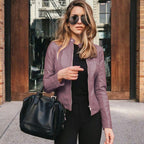 Arabella | Women's Tailored Leather Jacket with Zip Fastening, Classic Leather Jacket | My Sweet Wardrobe | Lila
