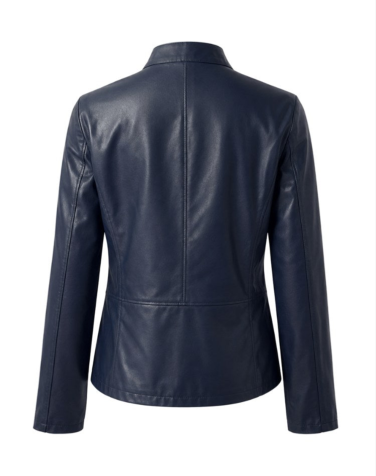 Arabella | Women's Tailored Leather Jacket with Zip Fastening, Classic Leather Jacket | My Sweet Wardrobe