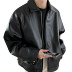 Archie | Men's Oversized Leather Bomber Jacket, Street Style Jacket | My Sweet Wardrobe | Black