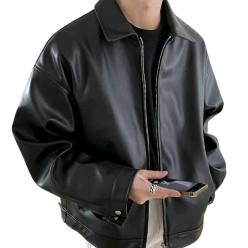 Archie | Men's Oversized Leather Bomber Jacket, Street Style Jacket | My Sweet Wardrobe | Black