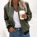 Ariane | Women's Classic Zip Bomber Jacket, Streamlined Lightweight Jacket | My Sweet Wardrobe | Army green