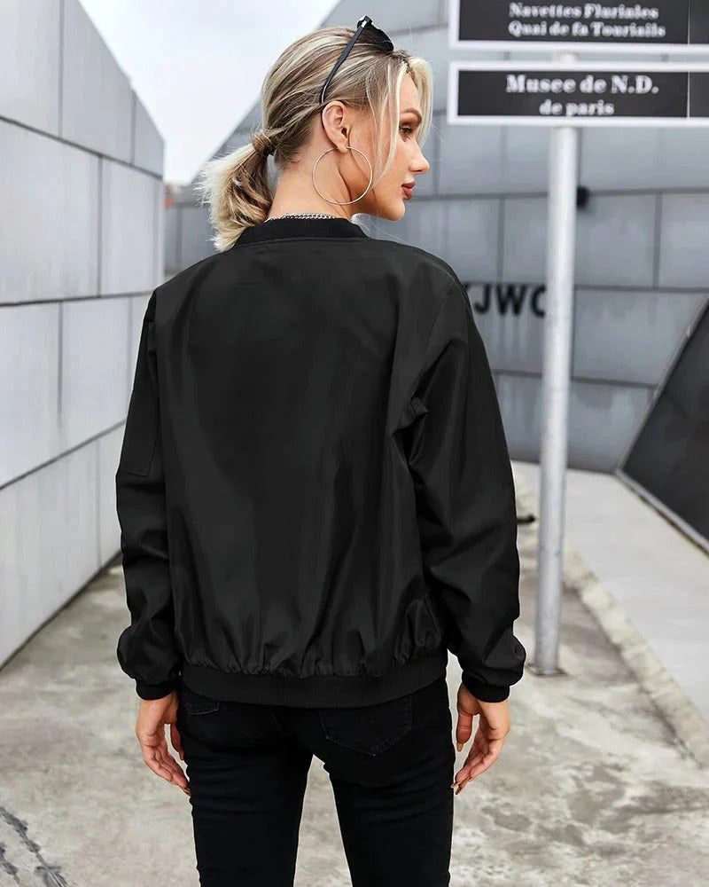 Ariane | Women's Classic Zip Bomber Jacket, Streamlined Lightweight Jacket | My Sweet Wardrobe