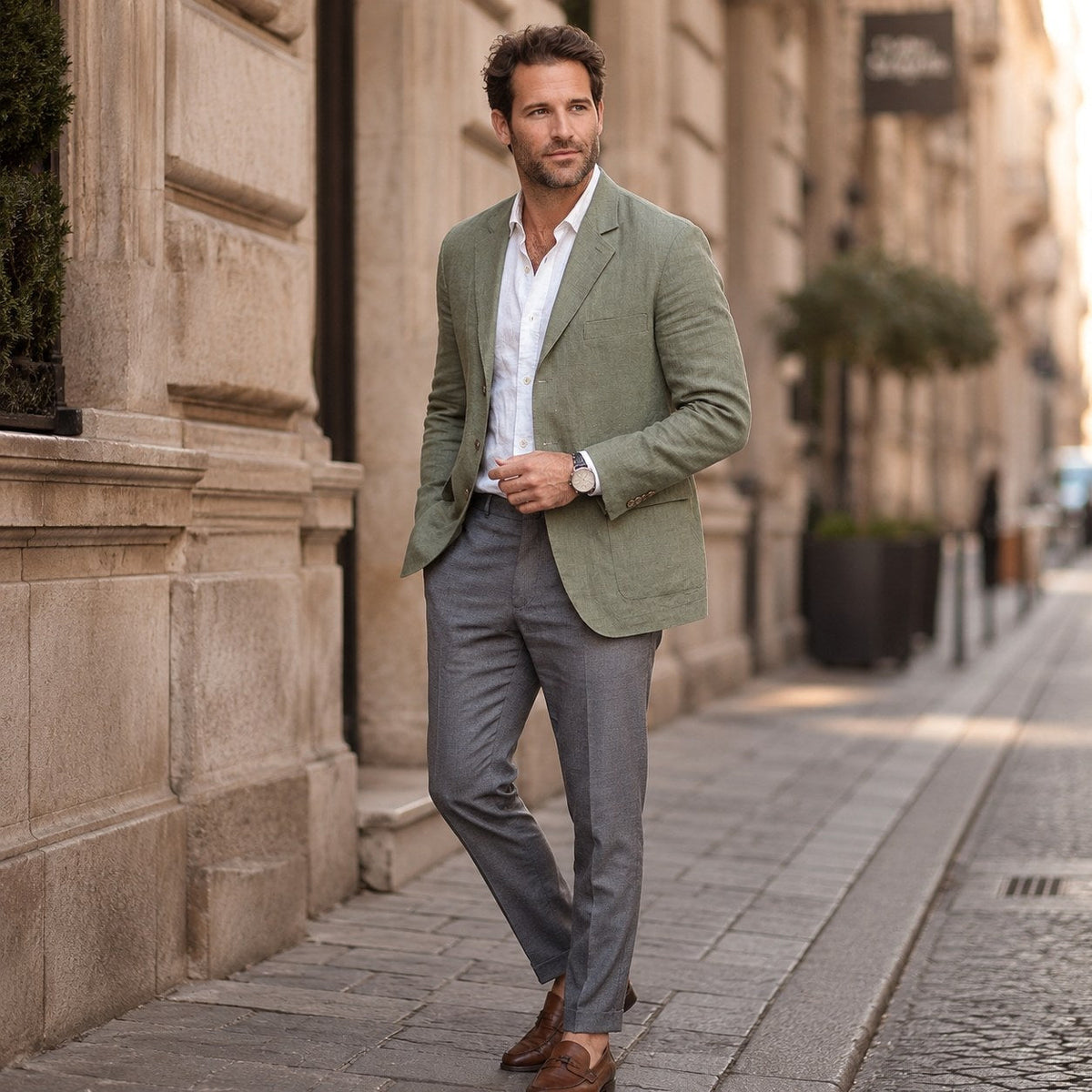 Alexander | Men's Linen Blazer in Smart Casual Style, Lightweight Summer Jacket | My Sweet Wardrobe