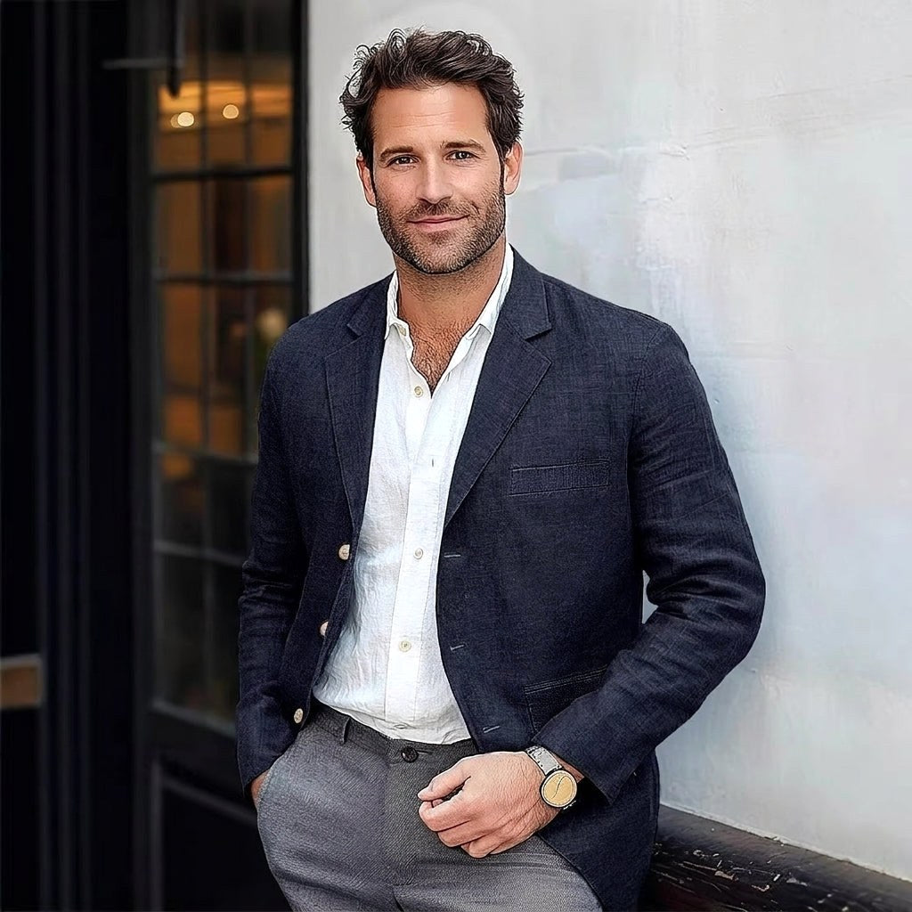 Alexander | Men's Linen Blazer in Smart Casual Style, Lightweight Summer Jacket | My Sweet Wardrobe