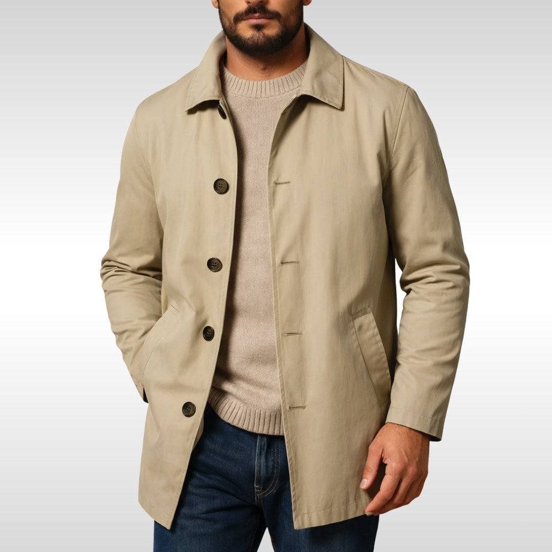 Arnold | Men's Trench Coat with Classic Design, Elegant Autumn Coat | My Sweet Wardrobe | Khaki