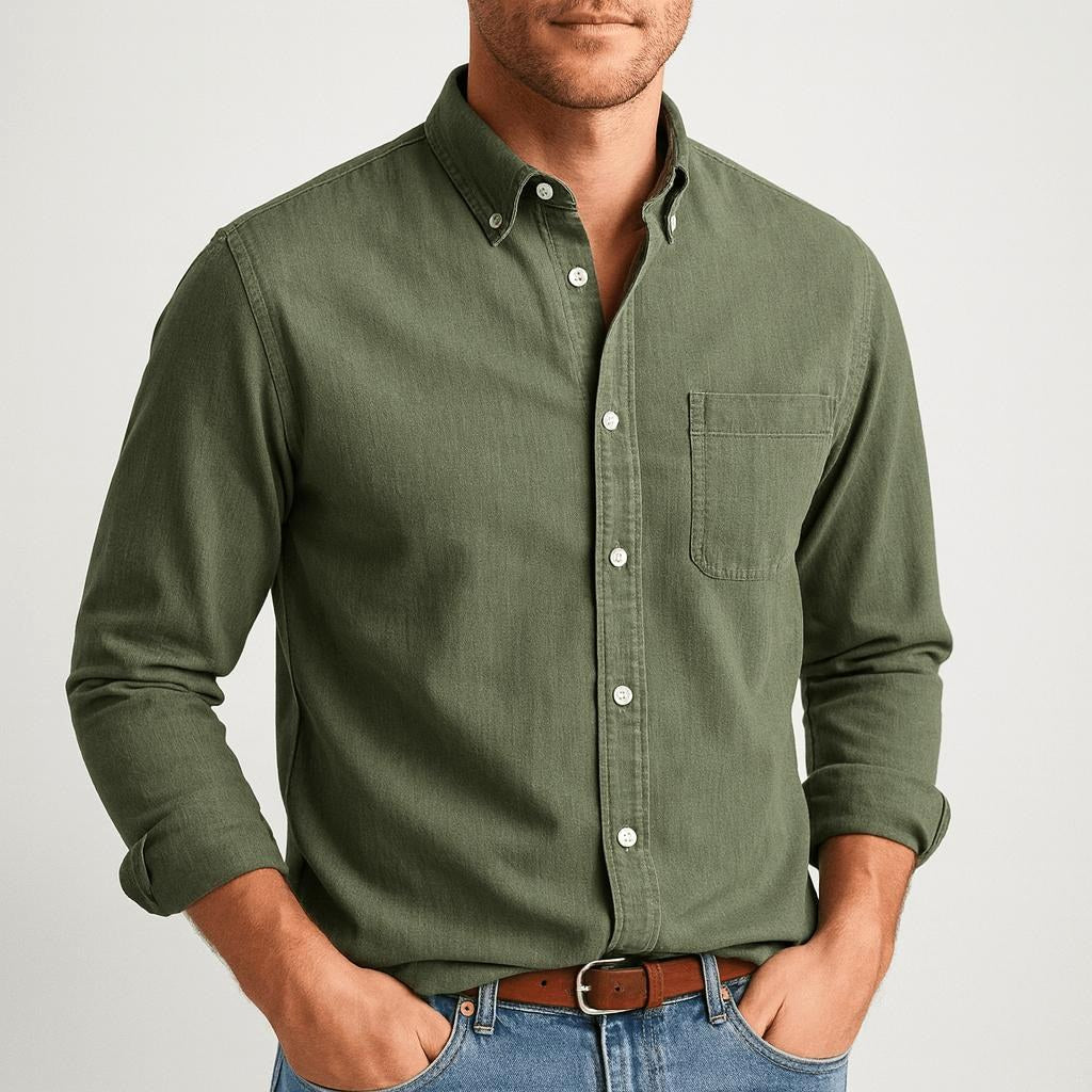 Thomas | Men's Long-Sleeve Cotton Shirt, Classic Button-Up Shirt | My Sweet Wardrobe