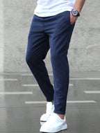 Arthur | Men's Stretch Comfort Trousers, Modern Everyday Trousers | My Sweet Wardrobe | Marine Blue
