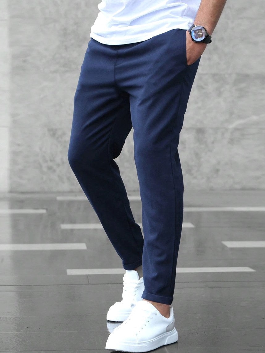 Arthur | Men's Stretch Comfort Trousers, Modern Everyday Trousers | My Sweet Wardrobe | Marine Blue
