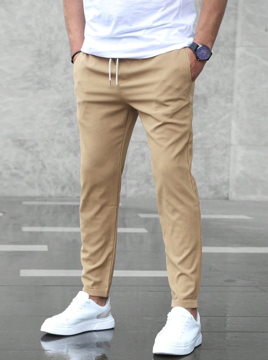 Arthur | Men's Stretch Comfort Trousers, Modern Everyday Trousers | My Sweet Wardrobe | Beige