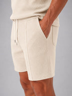 Ashley | Men's Zip Polo Shirt and Shorts Set, Relaxed Two-Piece Set | My Sweet Wardrobe | Grey