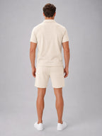 Ashley | Men's Zip Polo Shirt and Shorts Set, Relaxed Two-Piece Set | My Sweet Wardrobe | Blue
